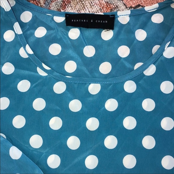 Polka dot blouse; blue & white - Picture 4 of 4